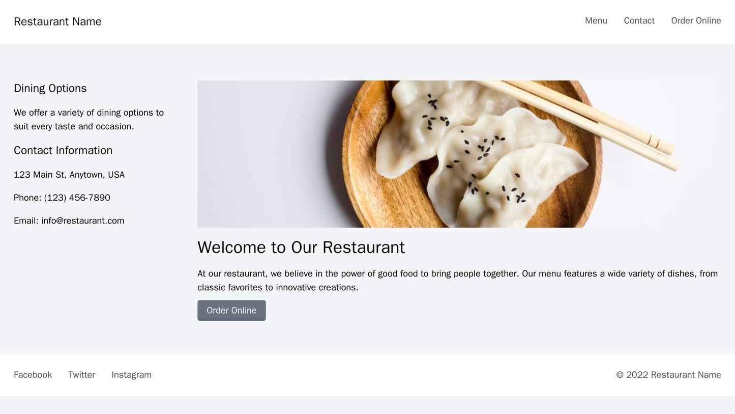 Restaurant: A mouth-watering design featuring an appetizing hero image of a dish and a call-to-action button for online Web Template 2137