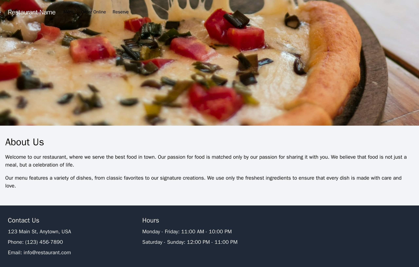 Restaurant Website: A simple design with a large header image of the restaurants signature dish, a menu bar at the top, Web Template 4252