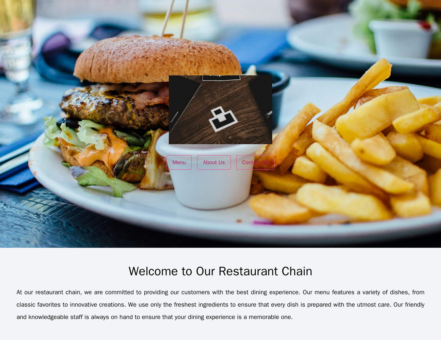 Restaurant chain: A site with a visually appetizing design, featuring a full-width header image, a large centered logo, Web Template 2114