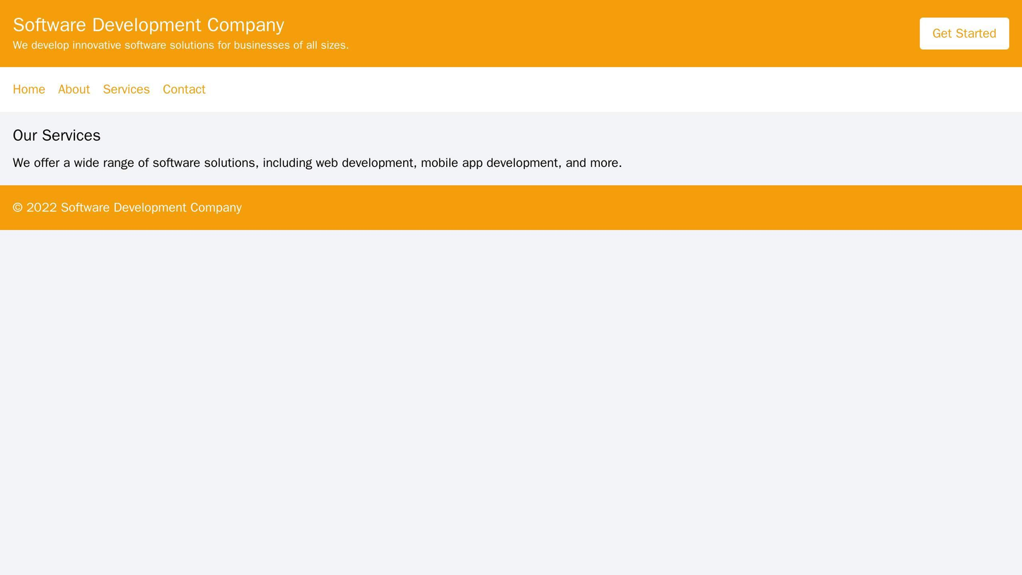 Software Development Company: A sleek design with a prominent header showing the company's logo and tagline, along with Web Template 2275