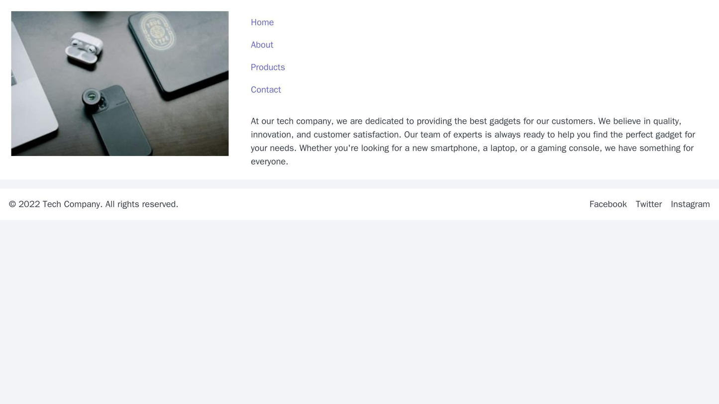 Tech Company: A minimalist design with a large, center-placed header image of the latest gadget, navigation menu on the Web Template 2213
