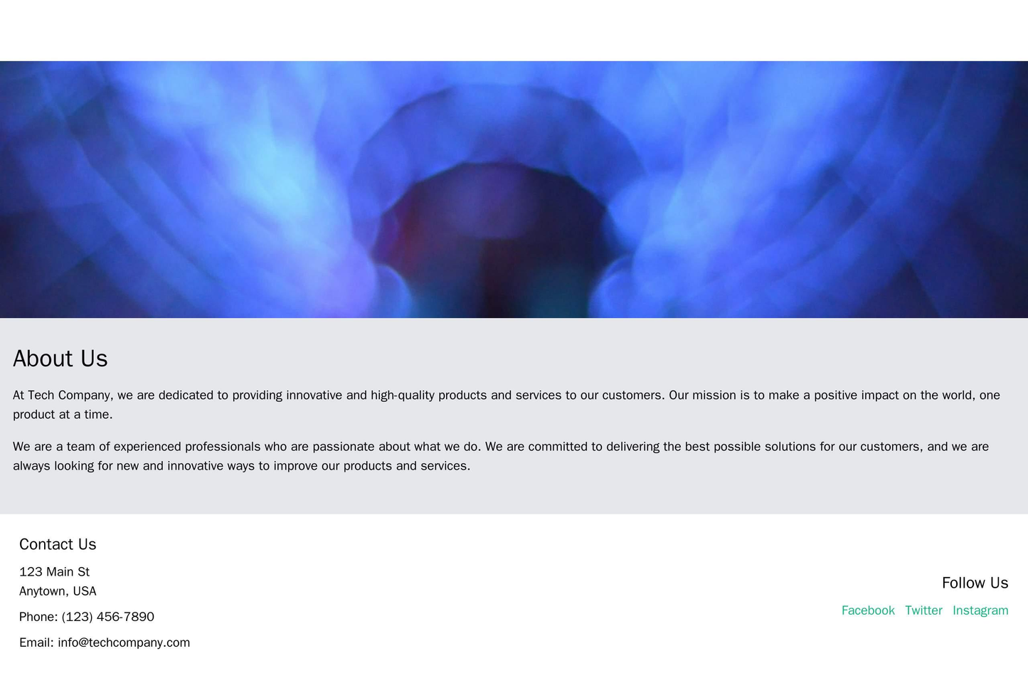 Tech Company: A minimalistic design with a large central hero image, a navigation bar on the top with a hidden side menu Web Template 3833