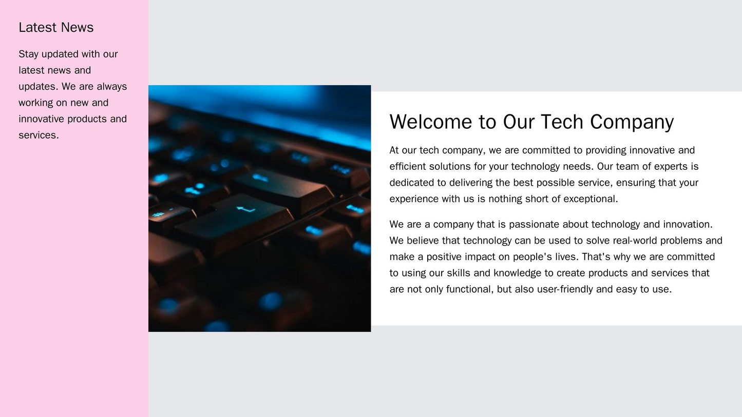 Tech Company: A minimalist design with a large, center-aligned hero image and a floating sidebar on the left showcasing Web Template 4959