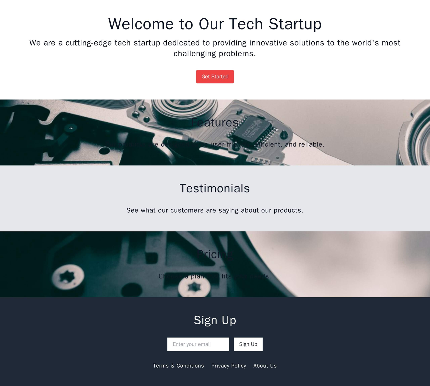 Tech Startup: A single-page design with a parallax scrolling effect, a large hero section with a call-to-action button, Web Template 4104