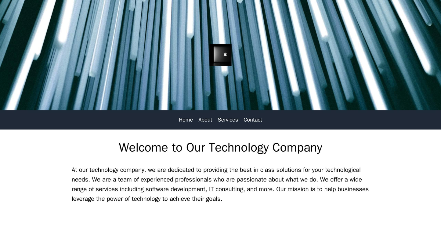 Technology Company: A clean, modern design with a full-width header image, centered logo, and a top navigation bar. The Web Template 3078