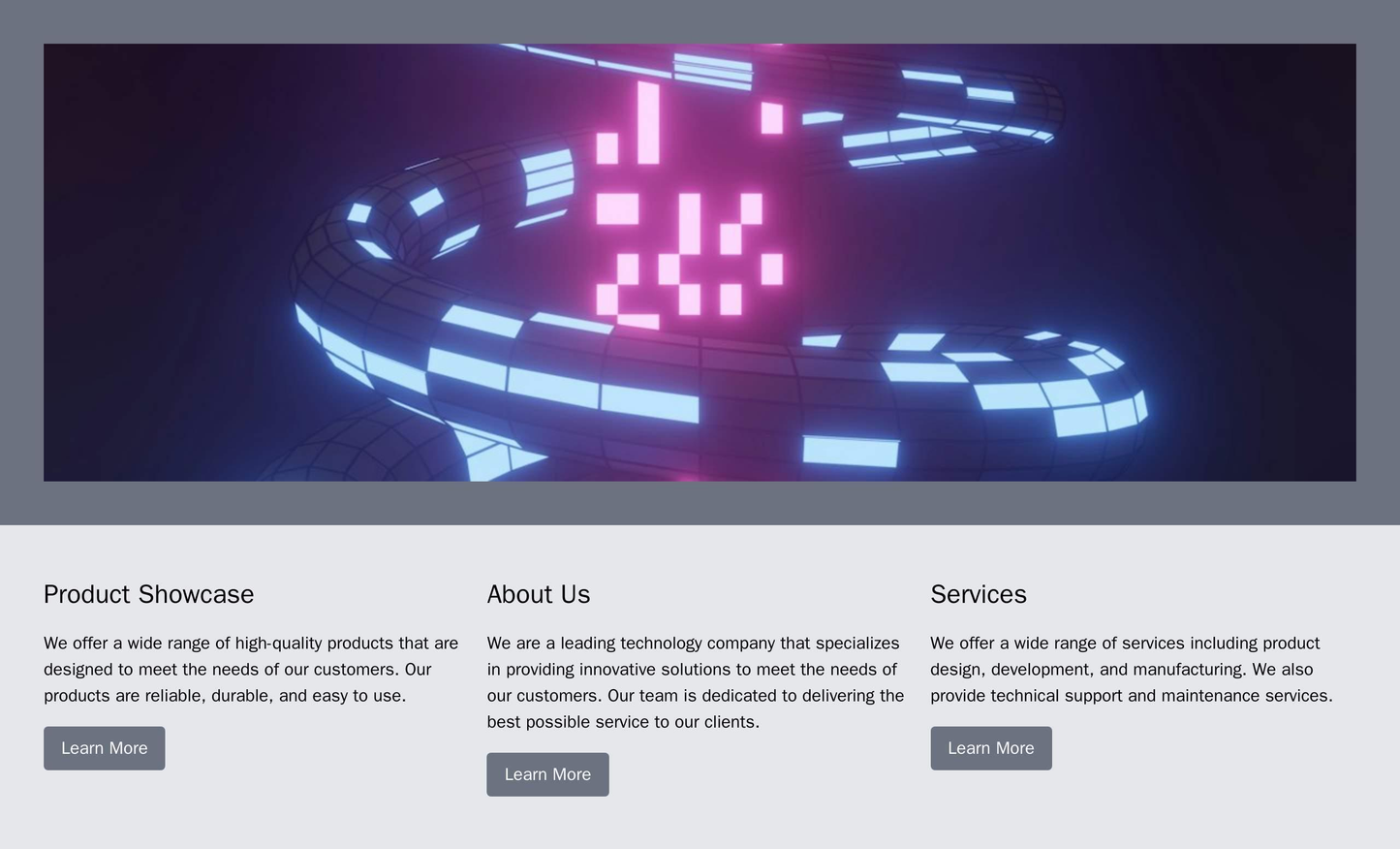 Technology Company: A minimalist design with a large header image of the latest gadget, three equal columns for Product Web Template 3492