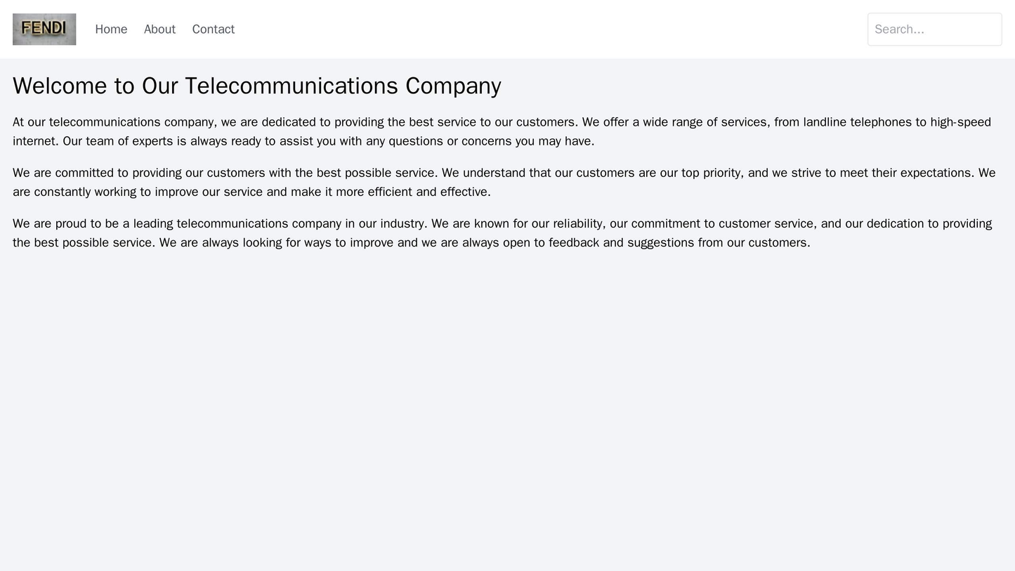 Telecommunications Company: A corporate, modern design, featuring a minimalistic header with the company’s logo, search Web Template 4178