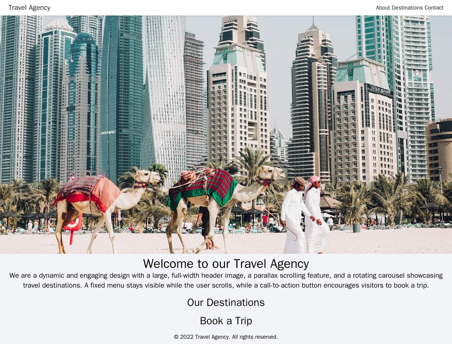 Travel Agency: A dynamic and engaging design with a large, full-width header image, a parallax scrolling feature, and a Web Template 4872