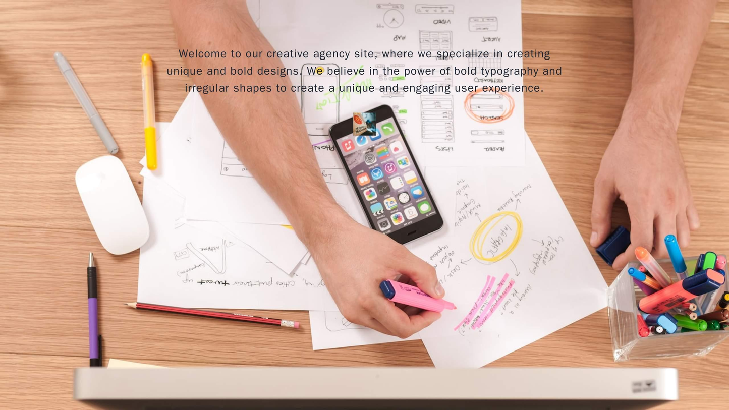 A creative agency site with an asymmetrical design and a full-screen background image. The logo is placed at the bottom Web Template 1633