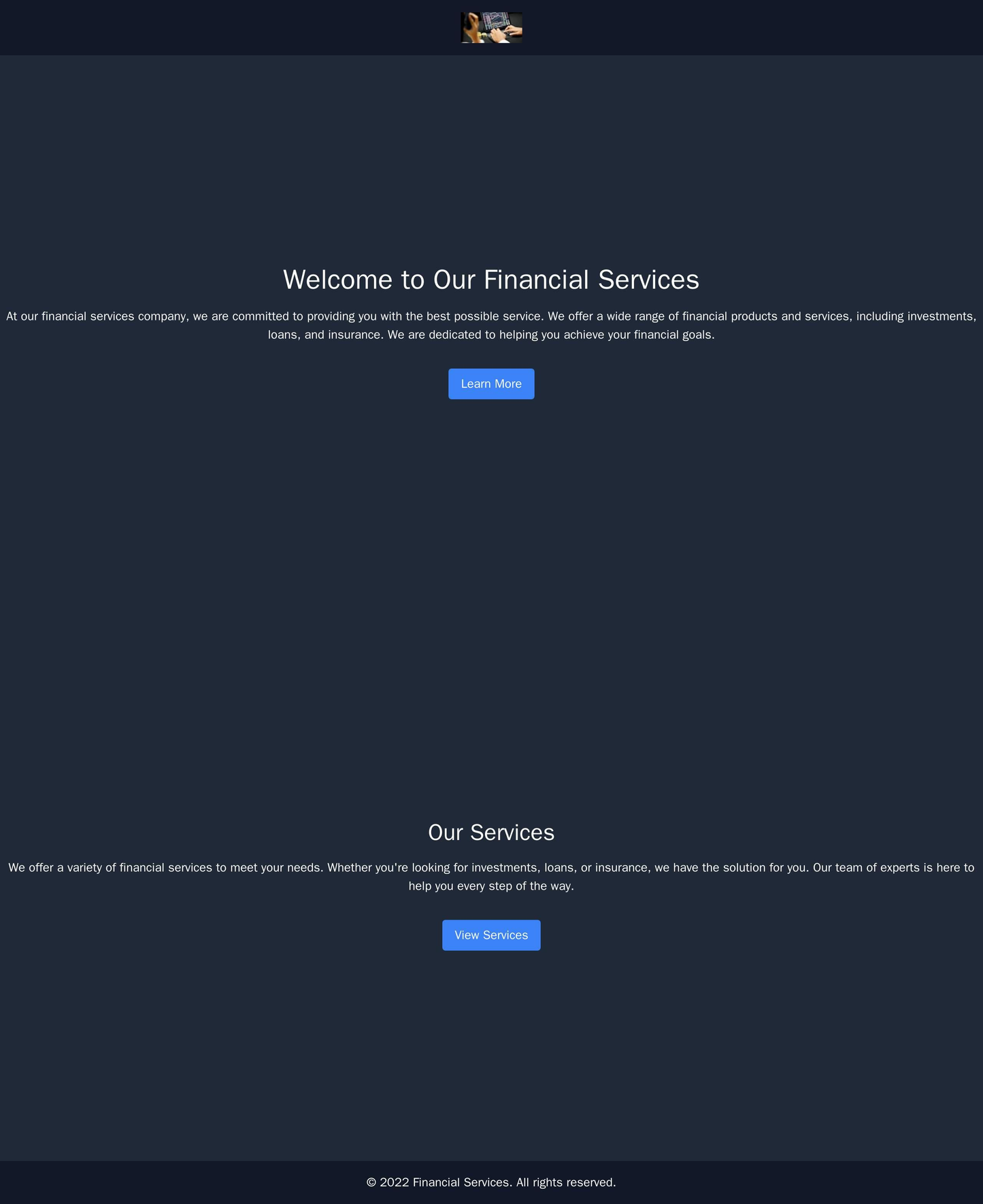 A financial services company site featuring a dark color scheme, a fixed navigation bar, and a centered logo surrounded Web Template 1486