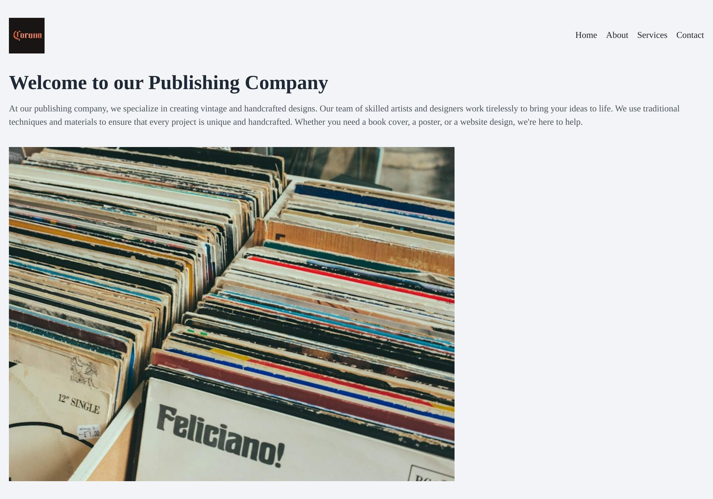 A publishing company site with a vintage and handcrafted design. The logo is placed at the top left, and the navigation Web Template 1634