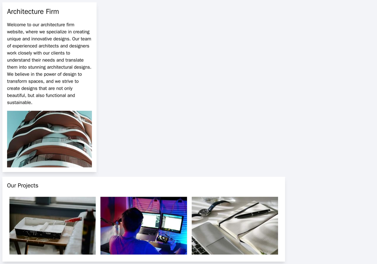 An architecture firm site with a vertical navigation menu on the left, a content area with project images on the right, Web Template 1375