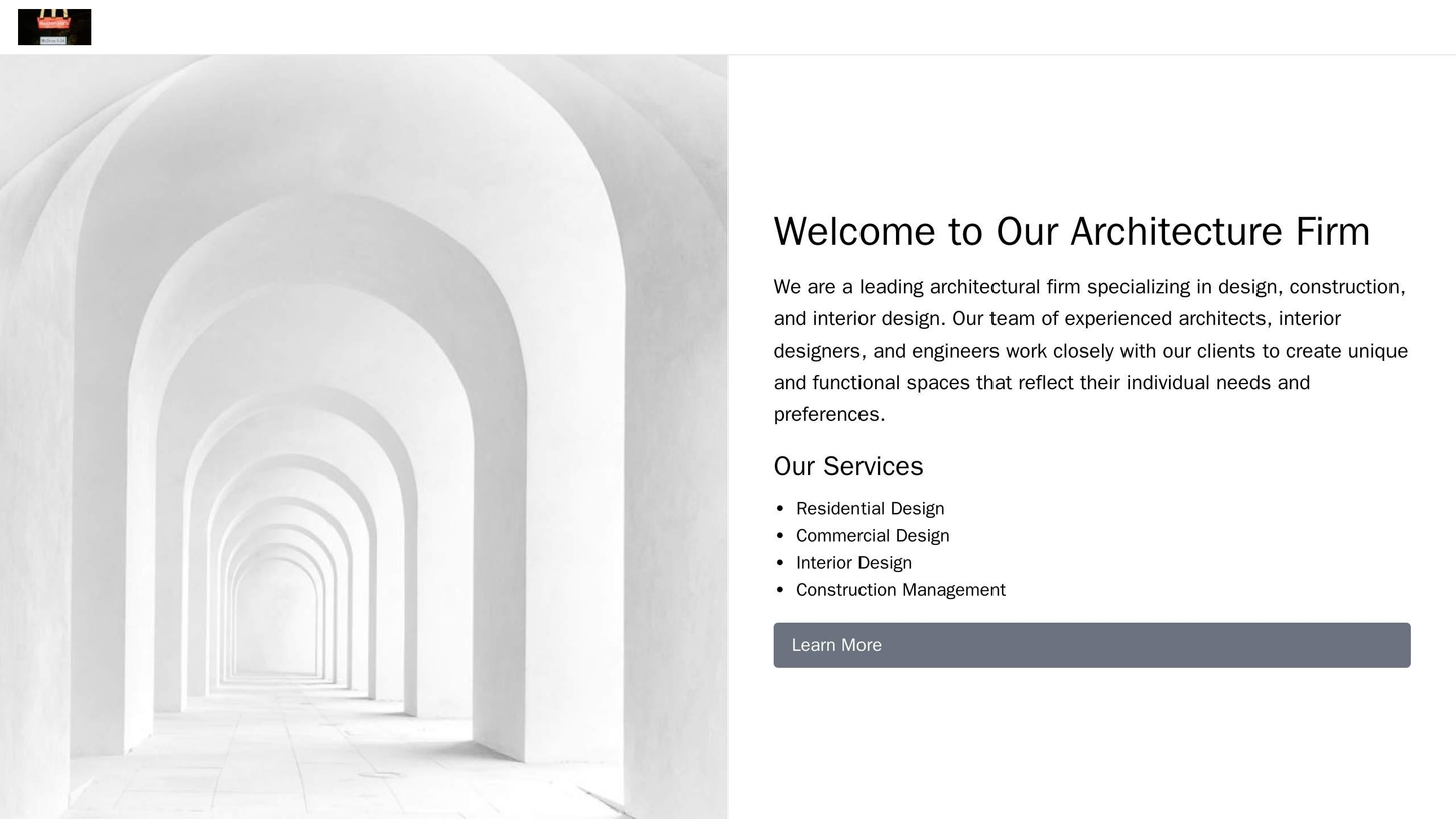 Architecture Firm Site: A split-screen design with a stunning architectural image on one side and essential information Web Template 1029
