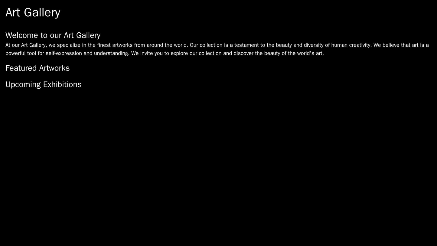 Art Gallery: A photo-centric site with a large hero image slideshow, a black and white color scheme, a masonry grid for Web Template 1962