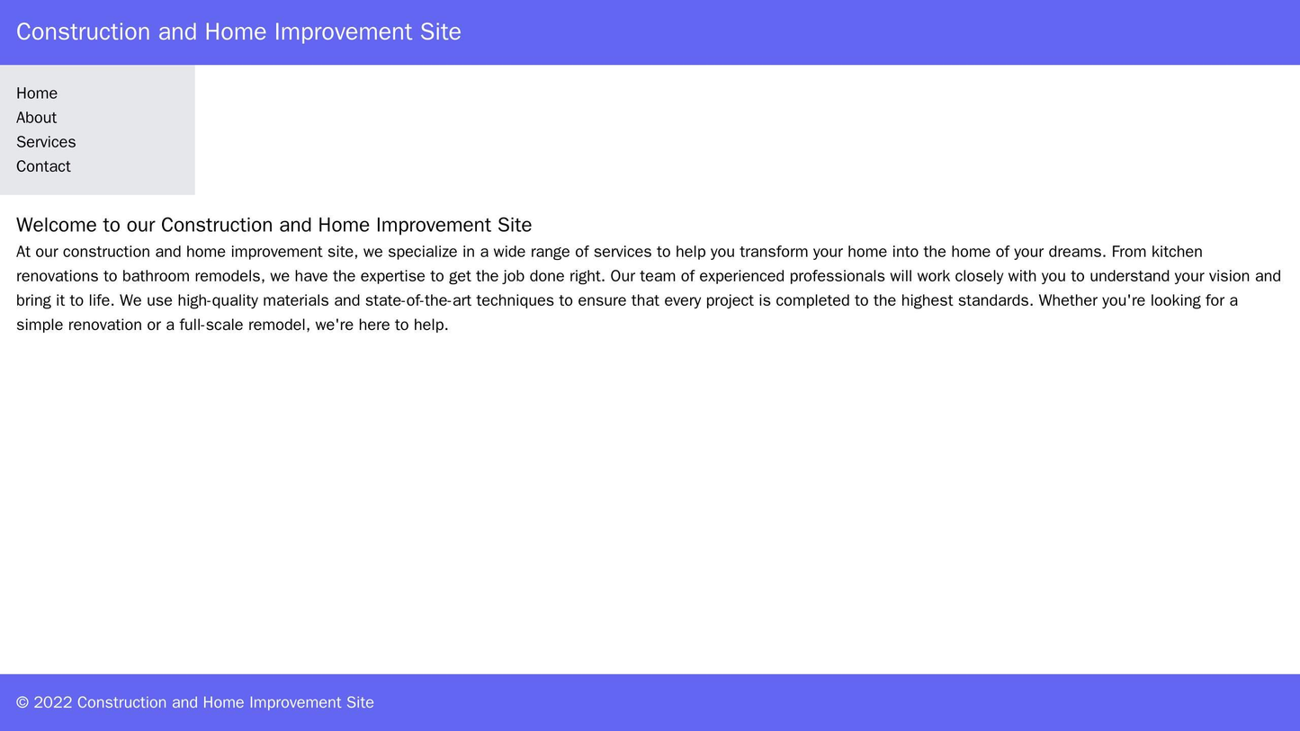 Construction and Home Improvement Site: A vertical layout featuring a full-height image representing a home improvement Web Template 240