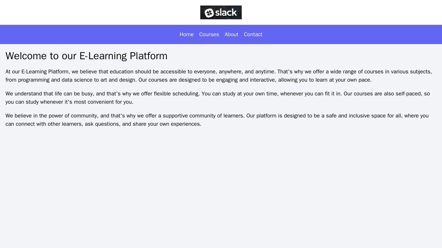 E-Learning Platform: A clean design with a large, centered logo, a fixed top menu, and a well-organized content area. A Web Template 165
