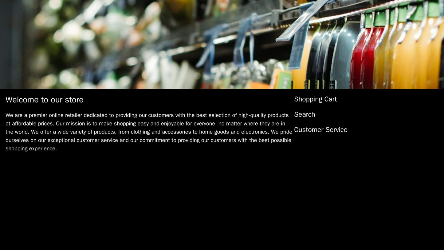 E-commerce: A storefront layout with a large header image, a central product showcase, and a right sidebar for shopping Web Template 906