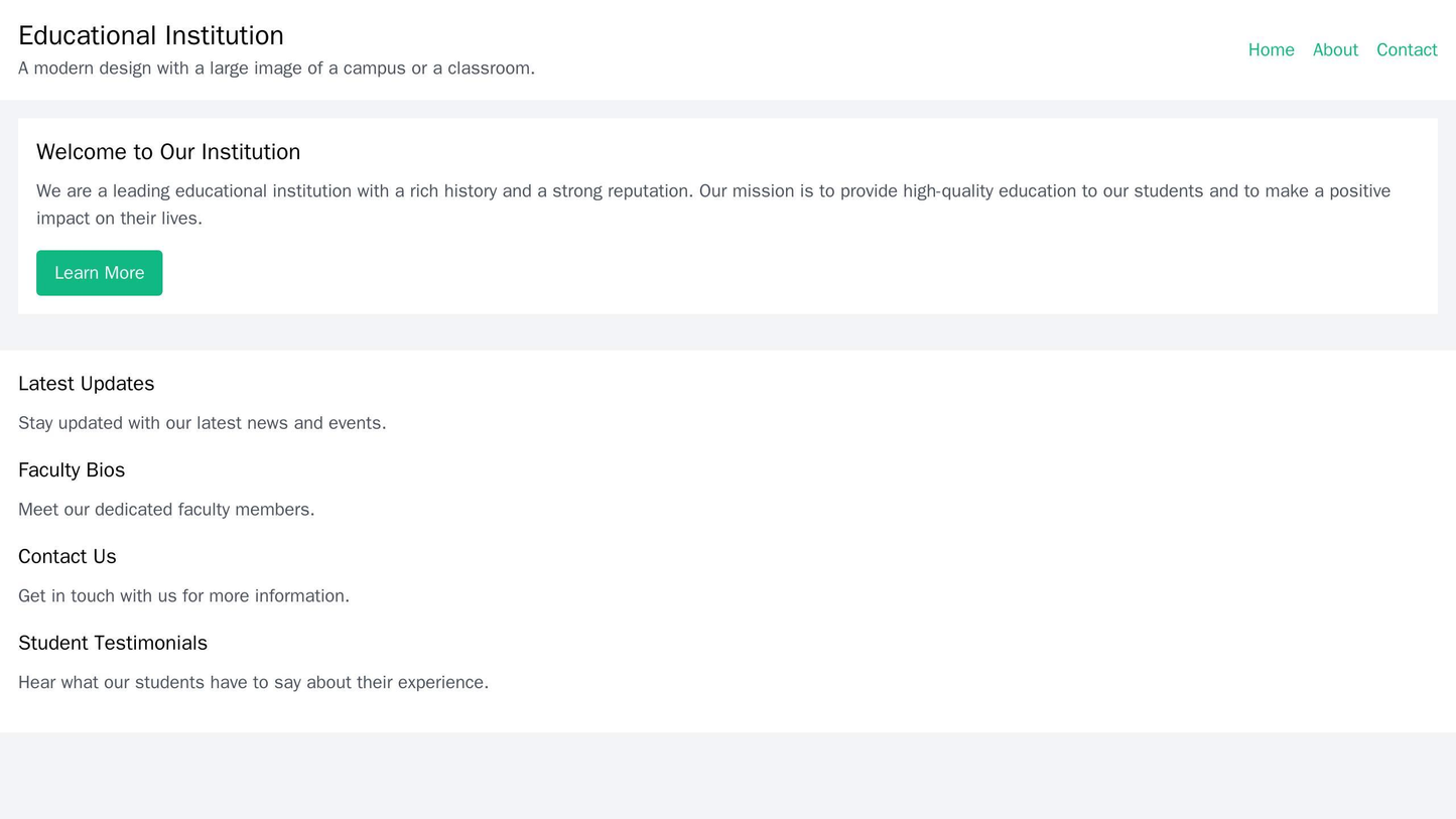 Educational Institution: A modern design with a large image of a campus or a classroom, a tagline, and a call-to-action Web Template 1989