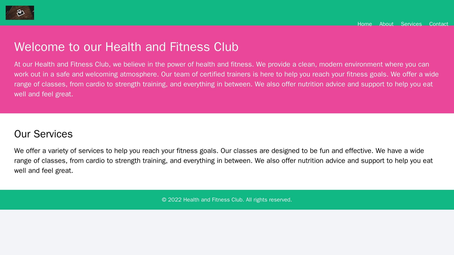 Health and Fitness Club: A clean, modern design with a full-width, hero image of people working out. The logo is placed Web Template 1639