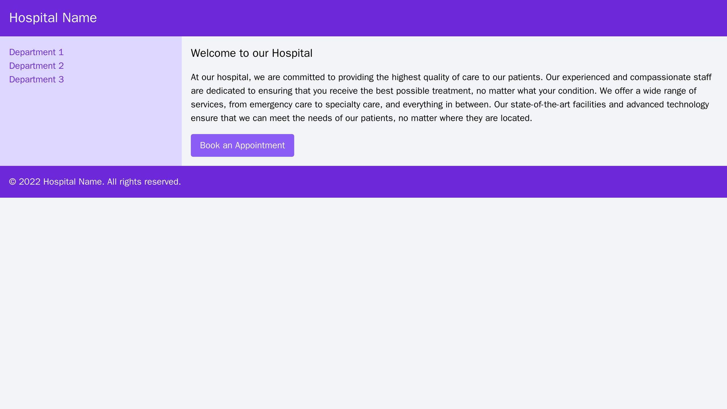 Hospital: A clean and professional design with a large banner showcasing the hospital's logo and a call-to-action (CTA) Web Template 255