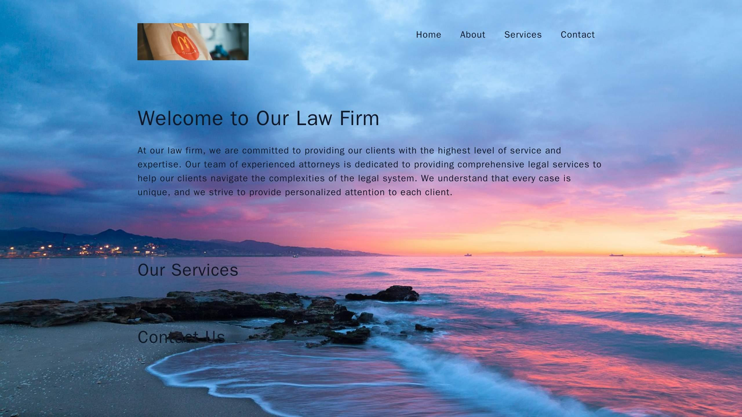 Law Firm: A traditional design with a logo on the left, a navigation bar on the right, and a banner image that displays Web Template 1217