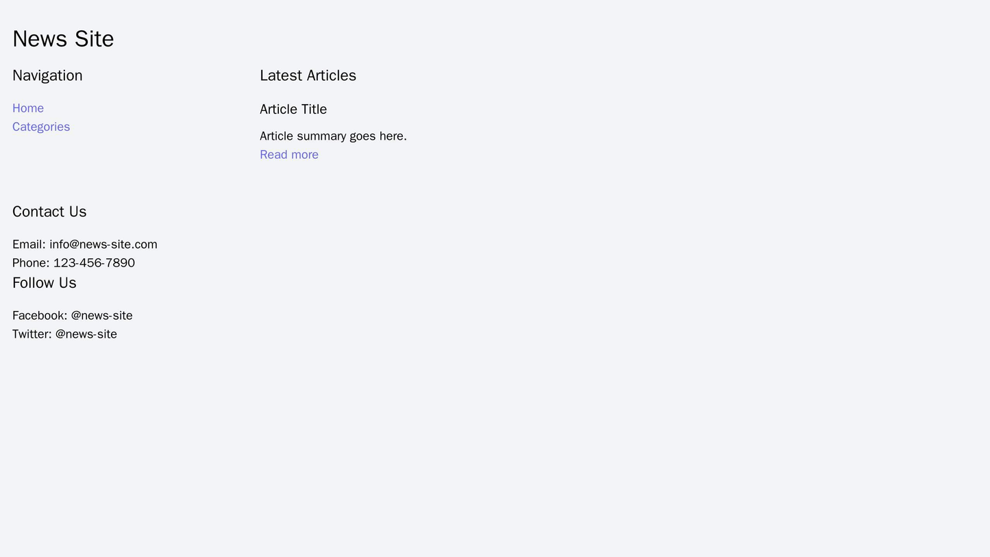 News Site: A clean and uncluttered layout with a grid of articles on the homepage, a narrow left sidebar for navigation Web Template 1961