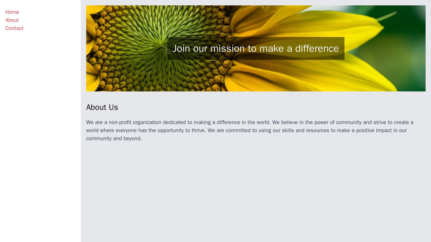 Non-Profit Organization: A website with a full-bleed image featuring people or a cause, and a left sidebar displaying a Web Template 1328