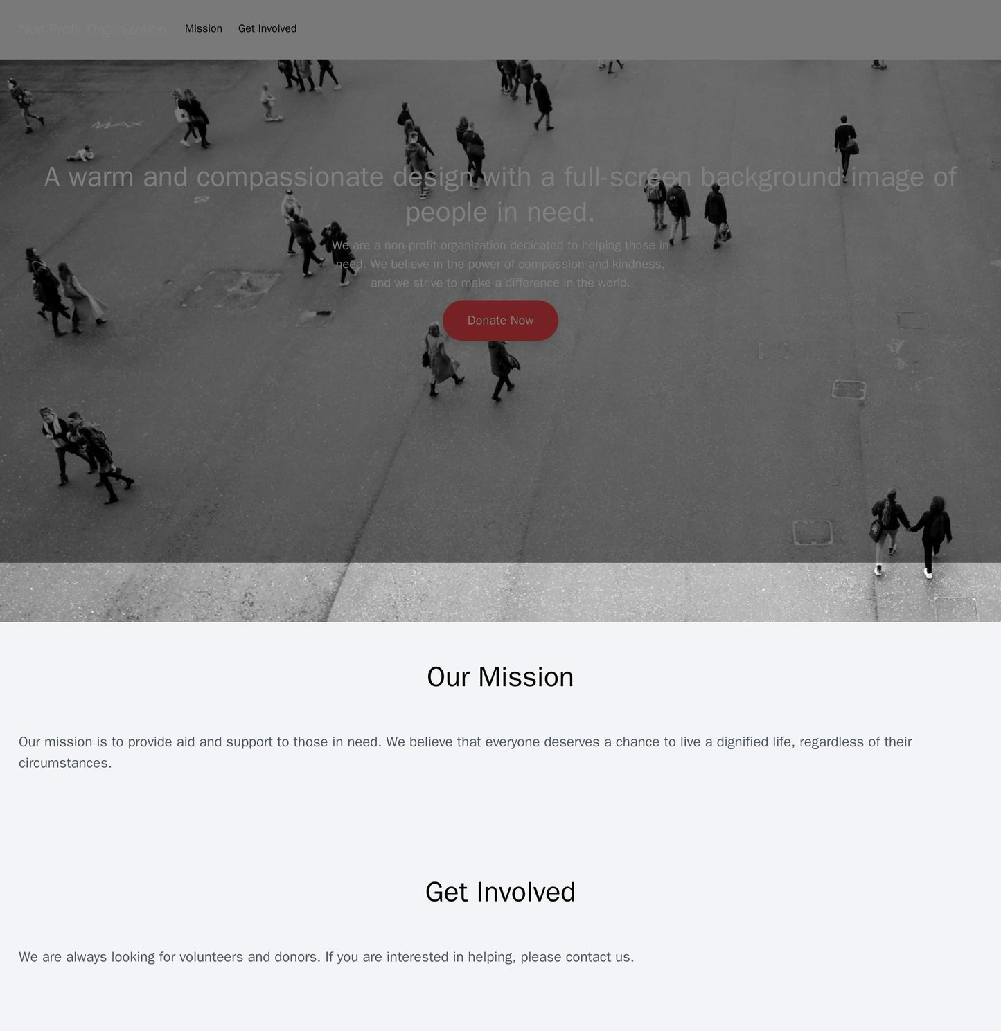 Non-Profit Organization Website: A warm and compassionate design with a full-screen background image of people in need, Web Template 1876