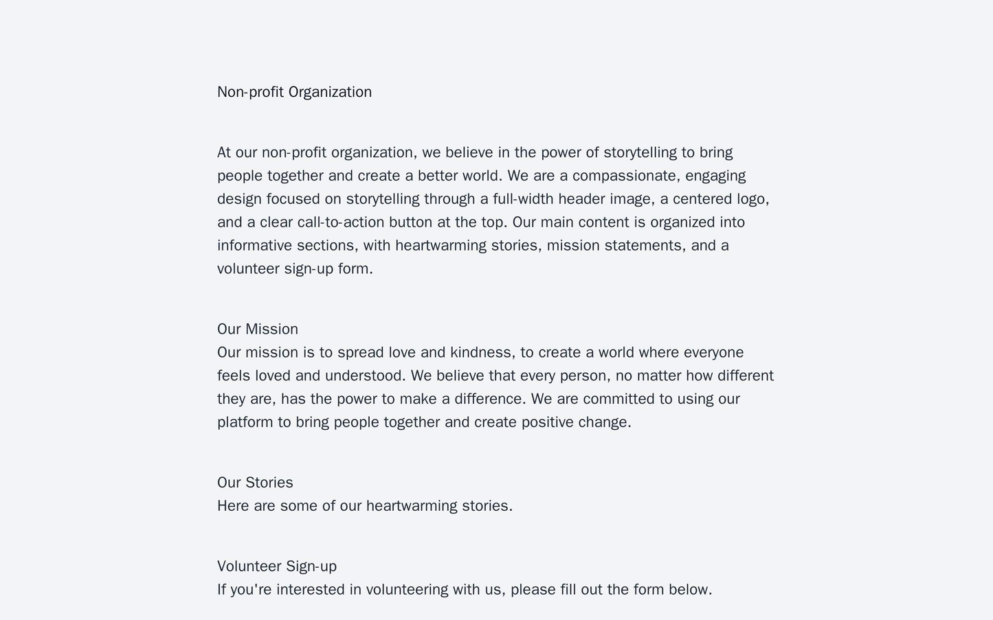 Non-profit Organization: A compassionate, engaging design focusing on storytelling through a full-width header image, a Web Template 1039