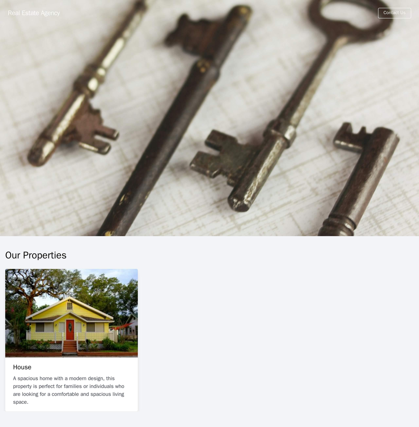 Real Estate Agency Site: A spacious design with a full-width header image of a property or neighborhood. A clear, white Web Template 1797