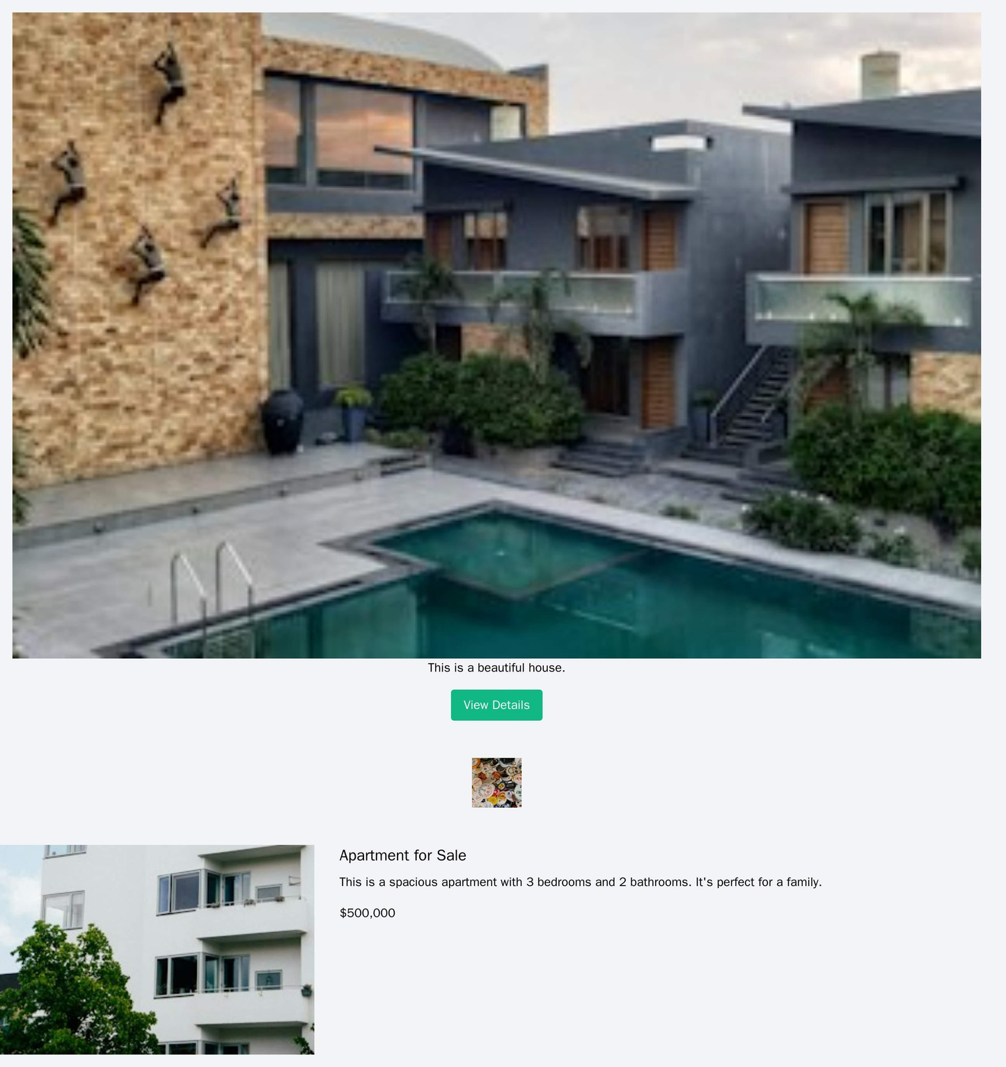 Real Estate Listings Site: A sliding header showing multiple property images with captions and call-to-action buttons. C Web Template 1178