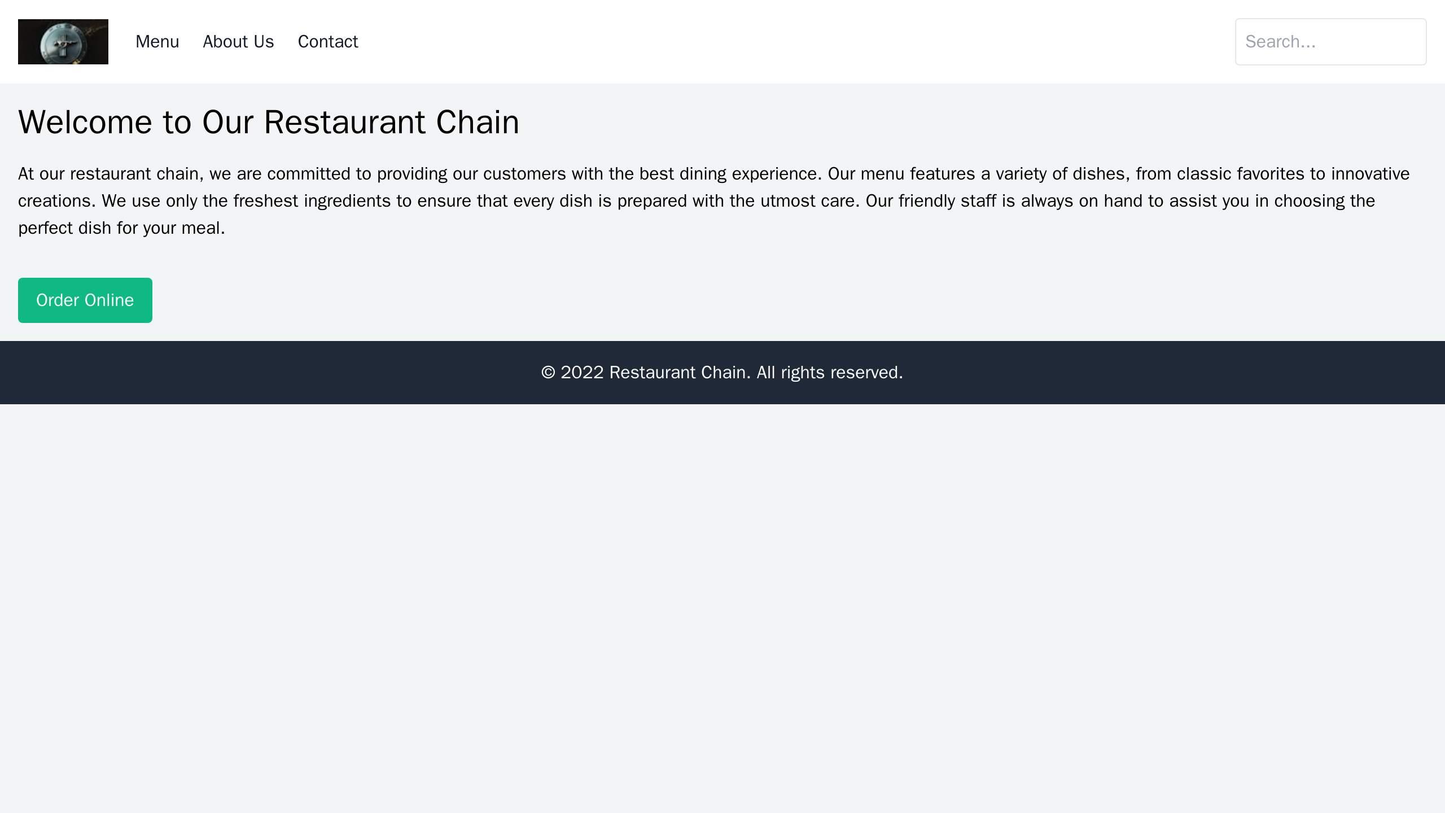 Restaurant Chain: A responsive design with a header containing a logo, a search bar, and a menu, followed by full-width Web Template 1230