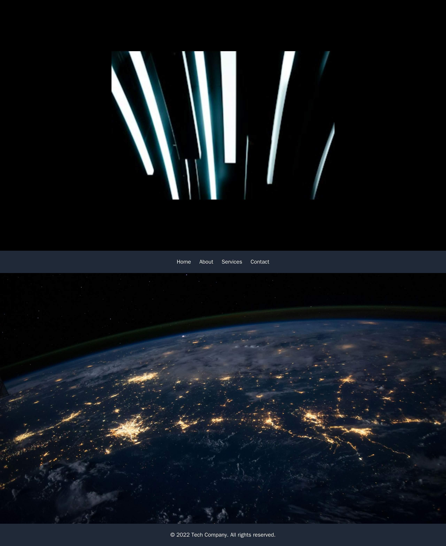 Tech Company: A futuristic design with a black background, a large centered logo, a minimalistic menu, and a full-width Web Template 1278
