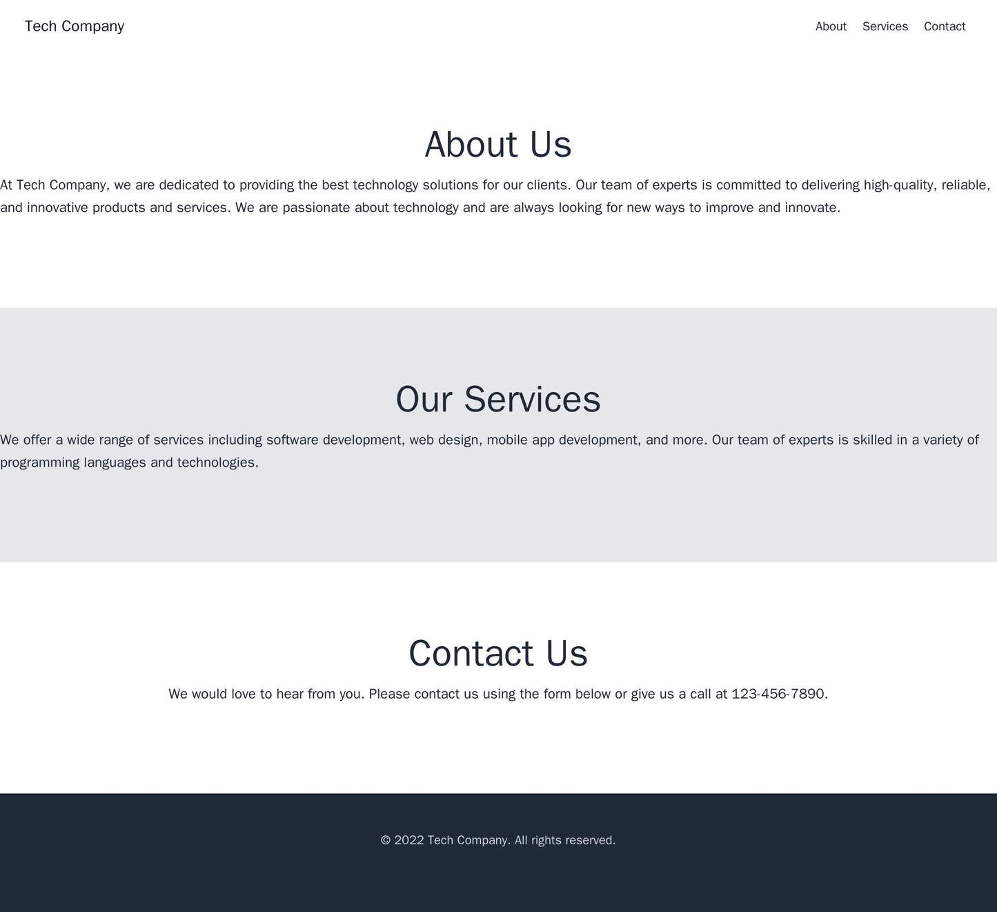 Tech Company Site: A one-page website design with a clean, modern layout. The header includes a hidden navigation menu, Web Template 69