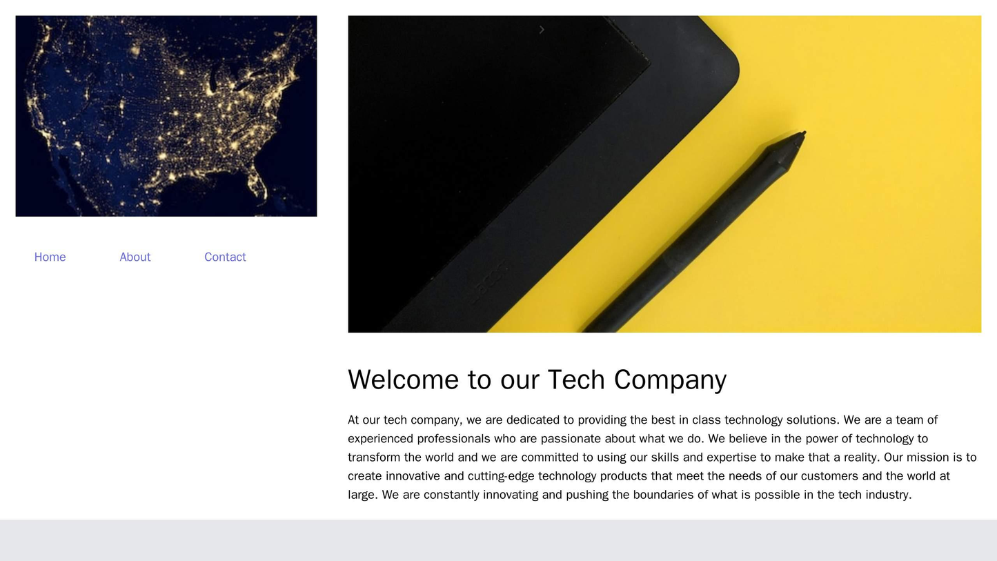 Tech Company Site: Minimalist design with a centered logo, clean lines, a left sidebar for navigation, and a large hero Web Template 804