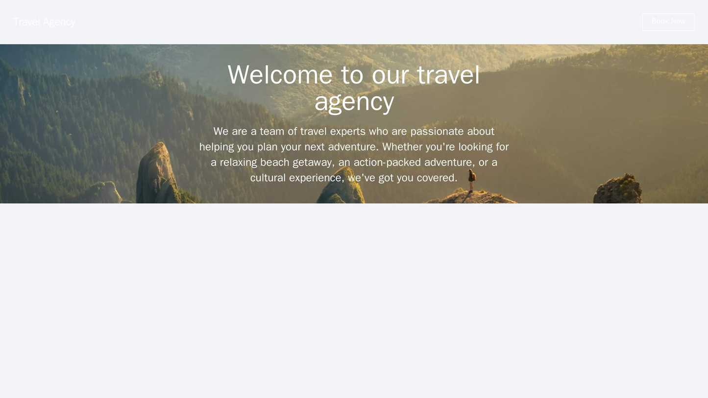 Travel Agency: A layout with a full-width background image of a popular travel destination. A horizontal navigation bar Web Template 1944