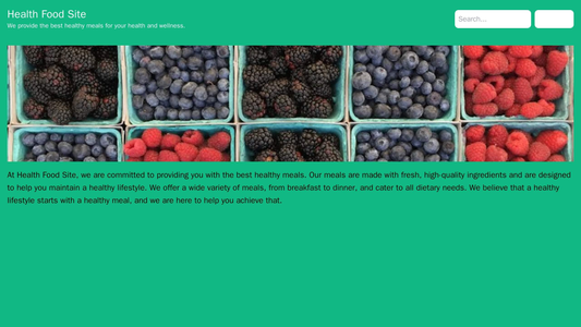 A Health Food Site: A green and brown color scheme with an image of a healthy meal on the homepage. A clear header with  Web Template 3358