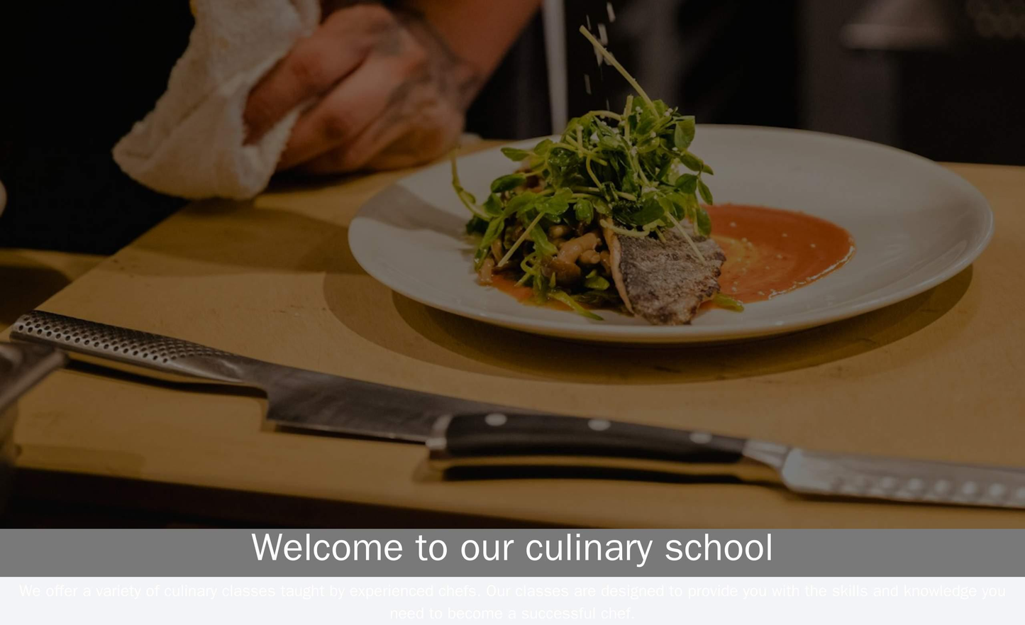 A culinary school site with a centered, hero image of a chef preparing a dish, a left sidebar for class schedules, and a Web Template 4479