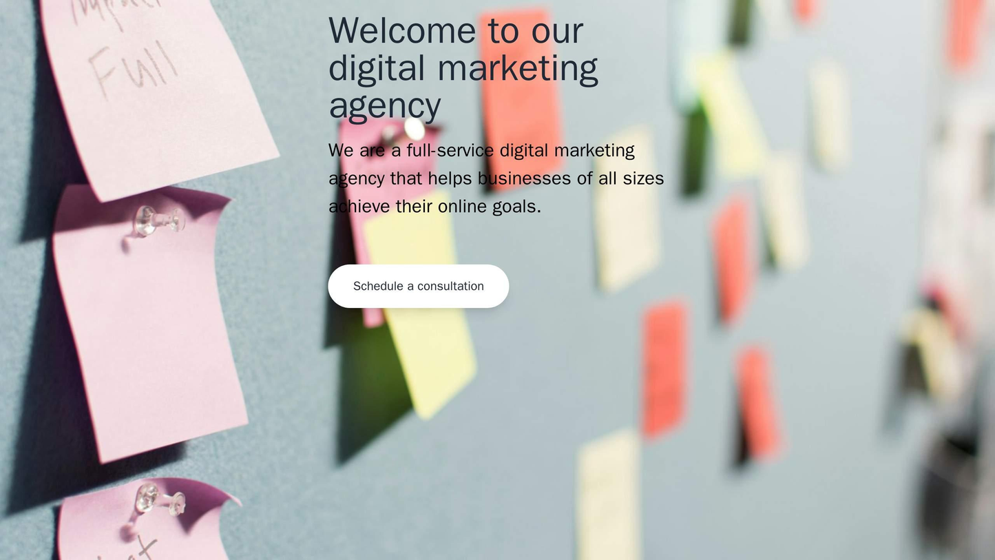 A digital marketing agency site with a full-screen background image, centered logo, and a vertical menu on the left side Web Template 4805