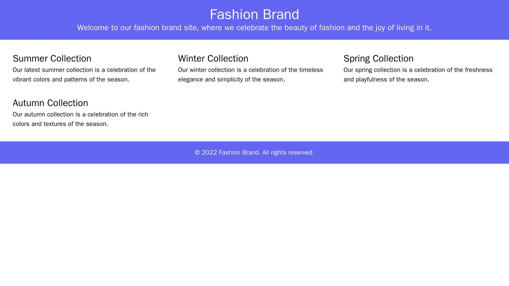 A fashion brand site with a multi-column layout, showing off their latest collections. The site design includes feminine Web Template 3946