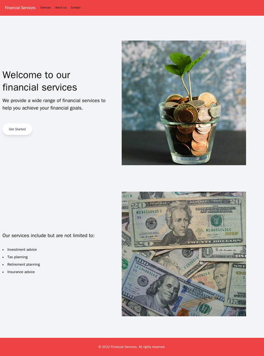 A financial services company site with a professional color palette, including shades of blue and gray, a prominent call Web Template 3160