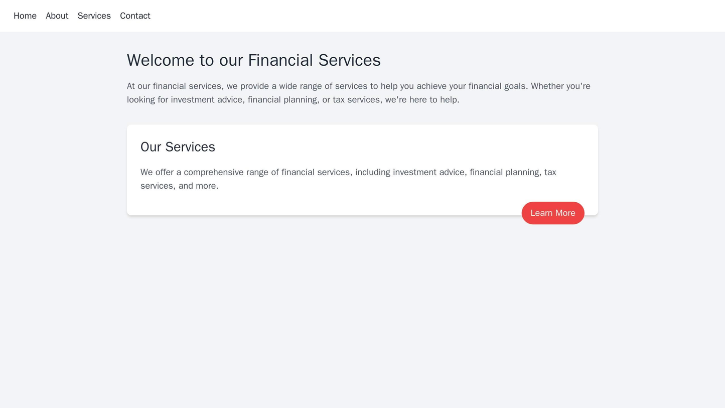 A financial services site with a formal design, a horizontal menu bar, and a right-aligned call-to-action button. The co Web Template 4714