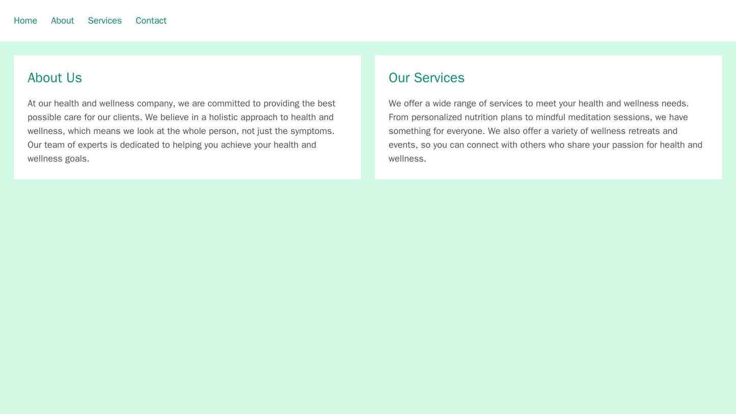 A health and wellness company site with a green and white color palette, a left-aligned menu, and a two-column layout wi Web Template 4837