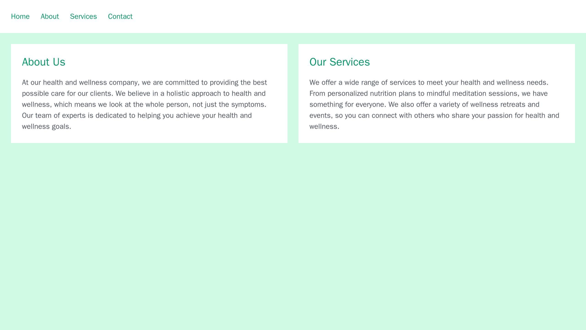 A health and wellness company site with a green and white color palette, a left-aligned menu, and a two-column layout wi Web Template 4837