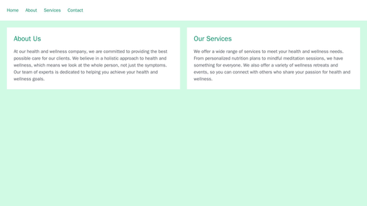 A health and wellness company site with a green and white color palette, a left-aligned menu, and a two-column layout wi Web Template 4837