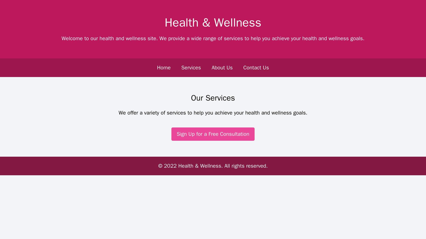 A health and wellness site with a two-tone color scheme, a centered logo, and a navigation menu at the top. The homepage Web Template 4804