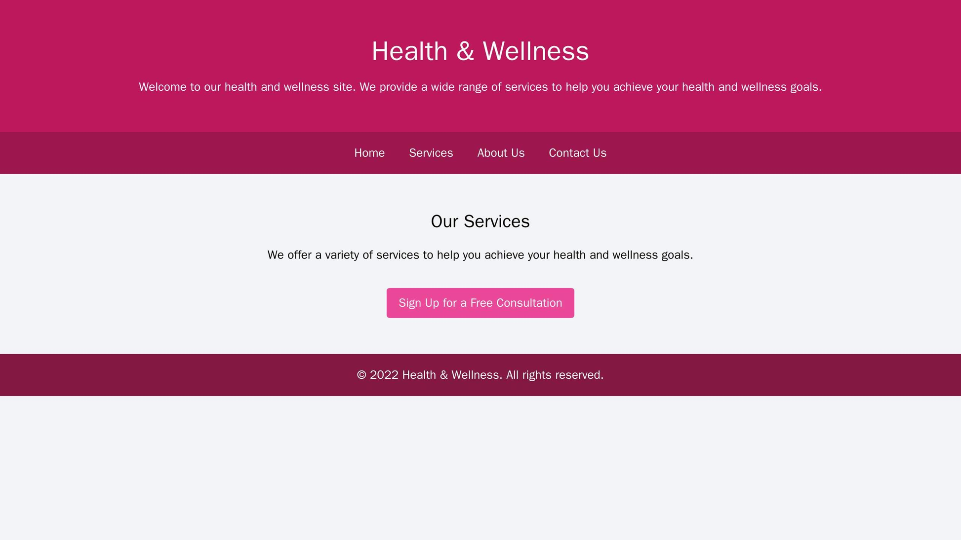 A health and wellness site with a two-tone color scheme, a centered logo, and a navigation menu at the top. The homepage Web Template 4804