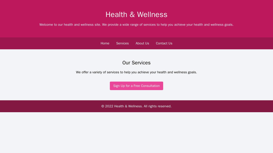 A health and wellness site with a two-tone color scheme, a centered logo, and a navigation menu at the top. The homepage Web Template 4804