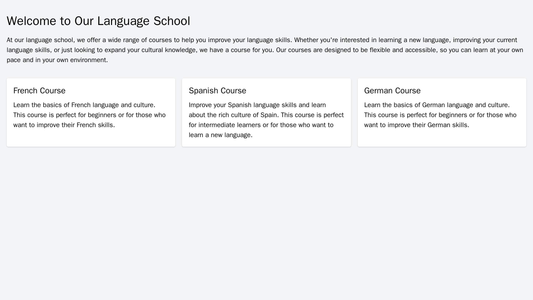 A language school site with a header image showing students in a classroom, and a floating menu bar on the right side. T Web Template 4294