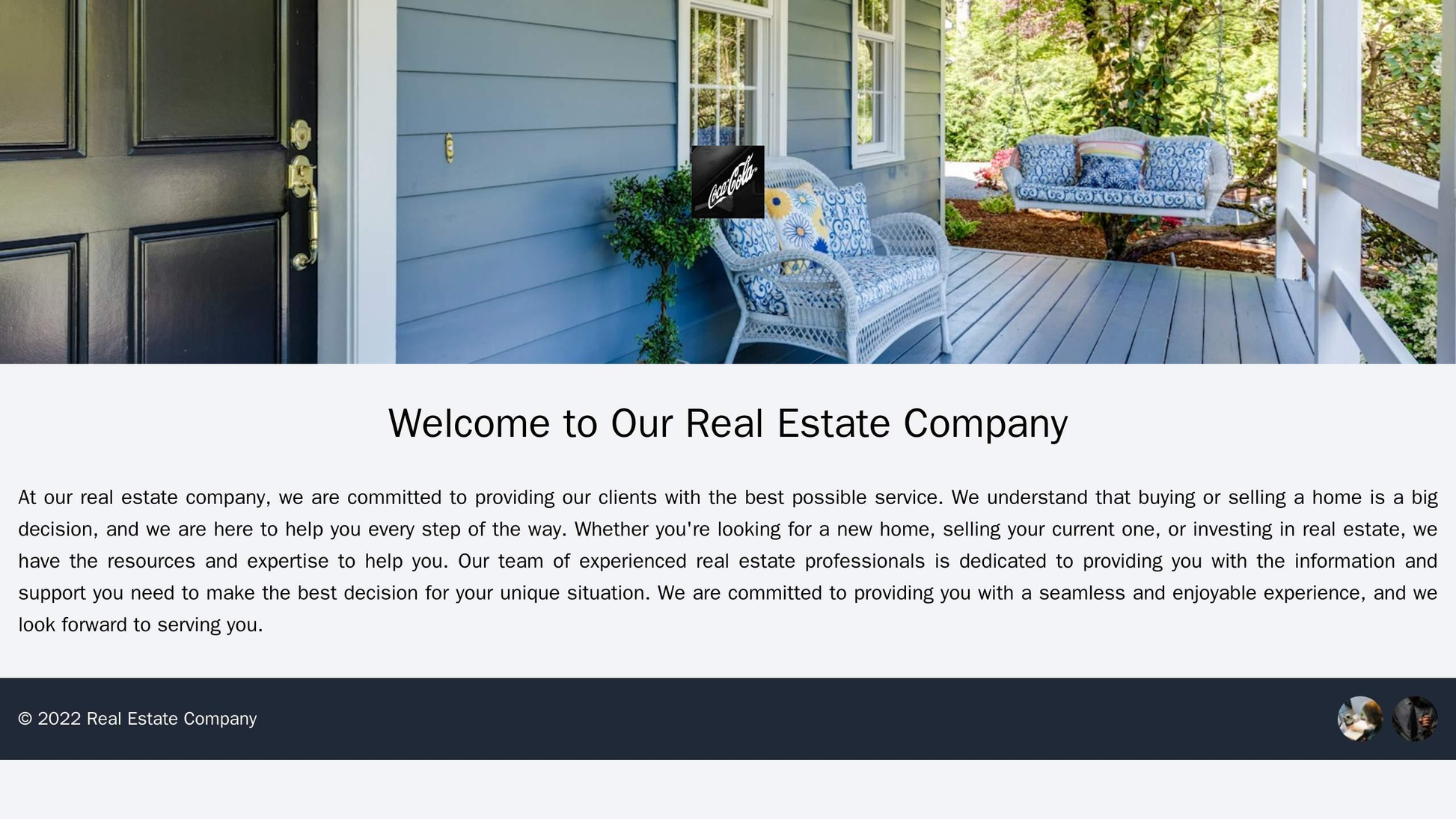 A real estate company site with a header image of a property, a centered logo, and a sliding carousel showcasing listing Web Template 3643